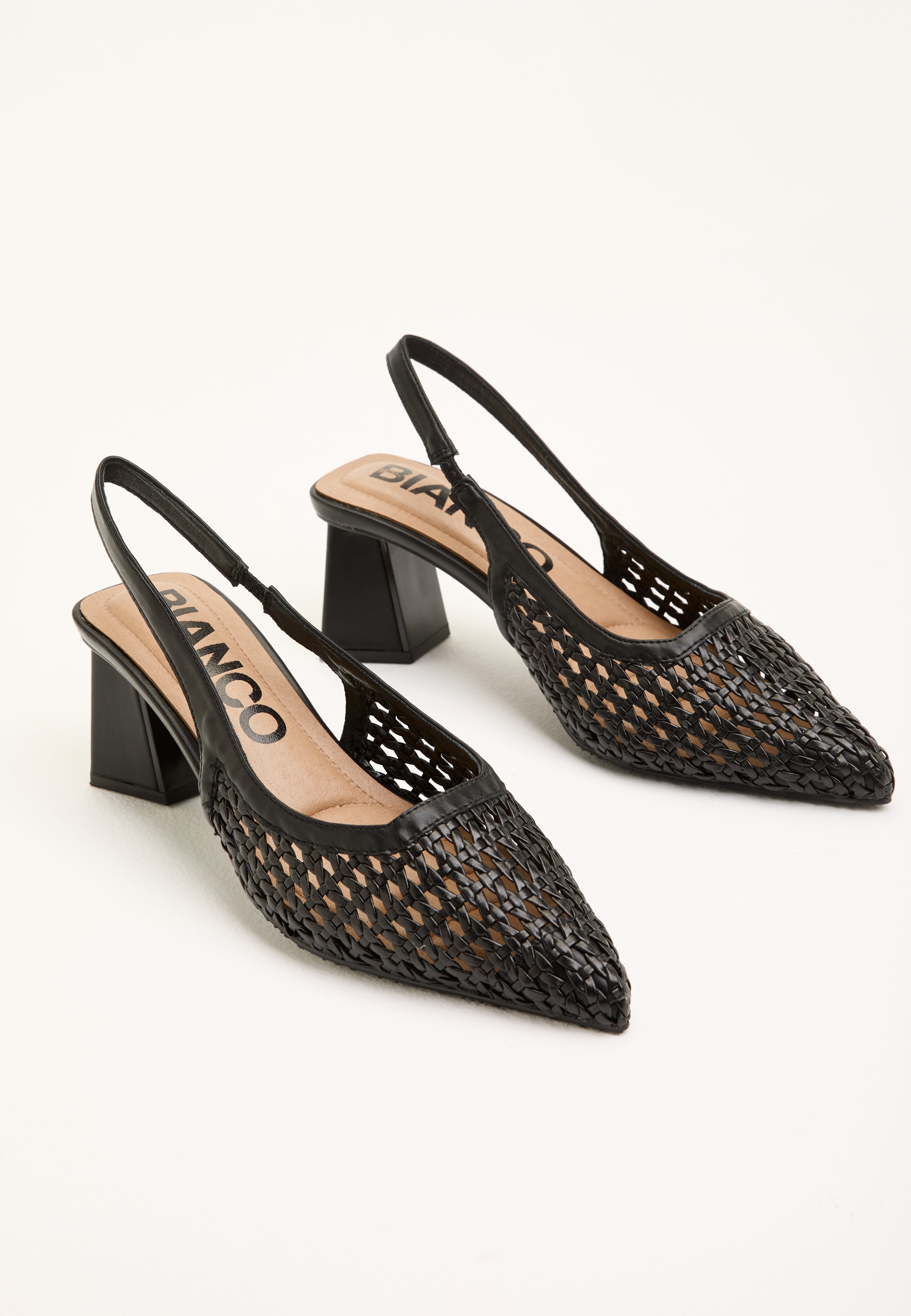 Slingback Pumps med Spids Tå og Flettedetalje