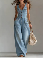 Tuta in Denim con Bottoni e Tasche ANFINITE Corinna
