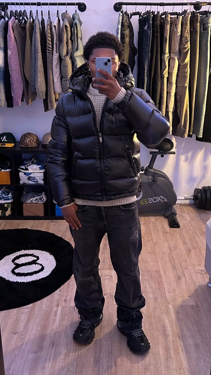 Chaqueta acolchada para hombre con capucha y forro de sherpa