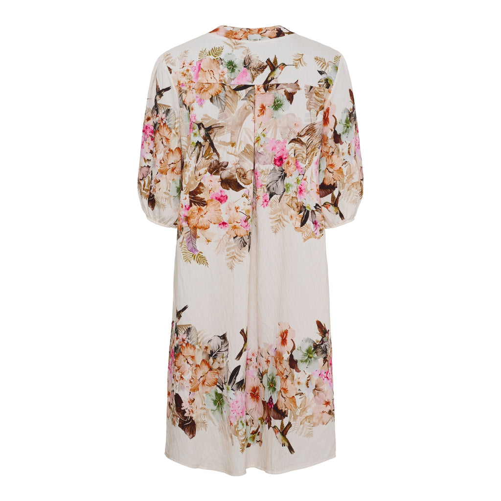 Elegante Abito V-Scollo con Stampa Unica