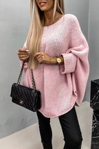 Poncho Donna in Maglia Morbida – Maglione Drappeggiato con Maniche a Pipistrello