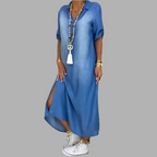 Denim Maxi Kjole Slids Silhuet Sommerstil