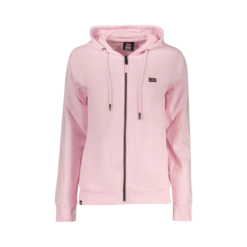 Sudadera de mujer rosa con cremallera y logotipo