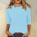 Blusa Donna Casual con Scollo Rotondo e Maniche a Tre Quarti – Vestibilità Morbida ed Elegante