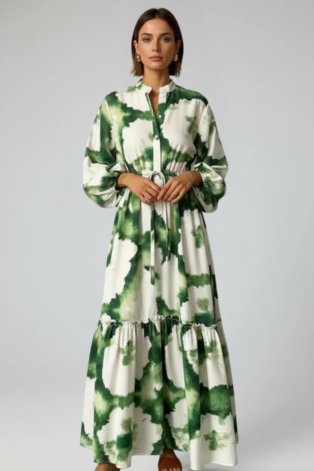 Abito Flowy – Silhouette Stampata con Effetto Sovrapposto