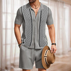 Ensemble deux pièces pour homme en maille géométrique