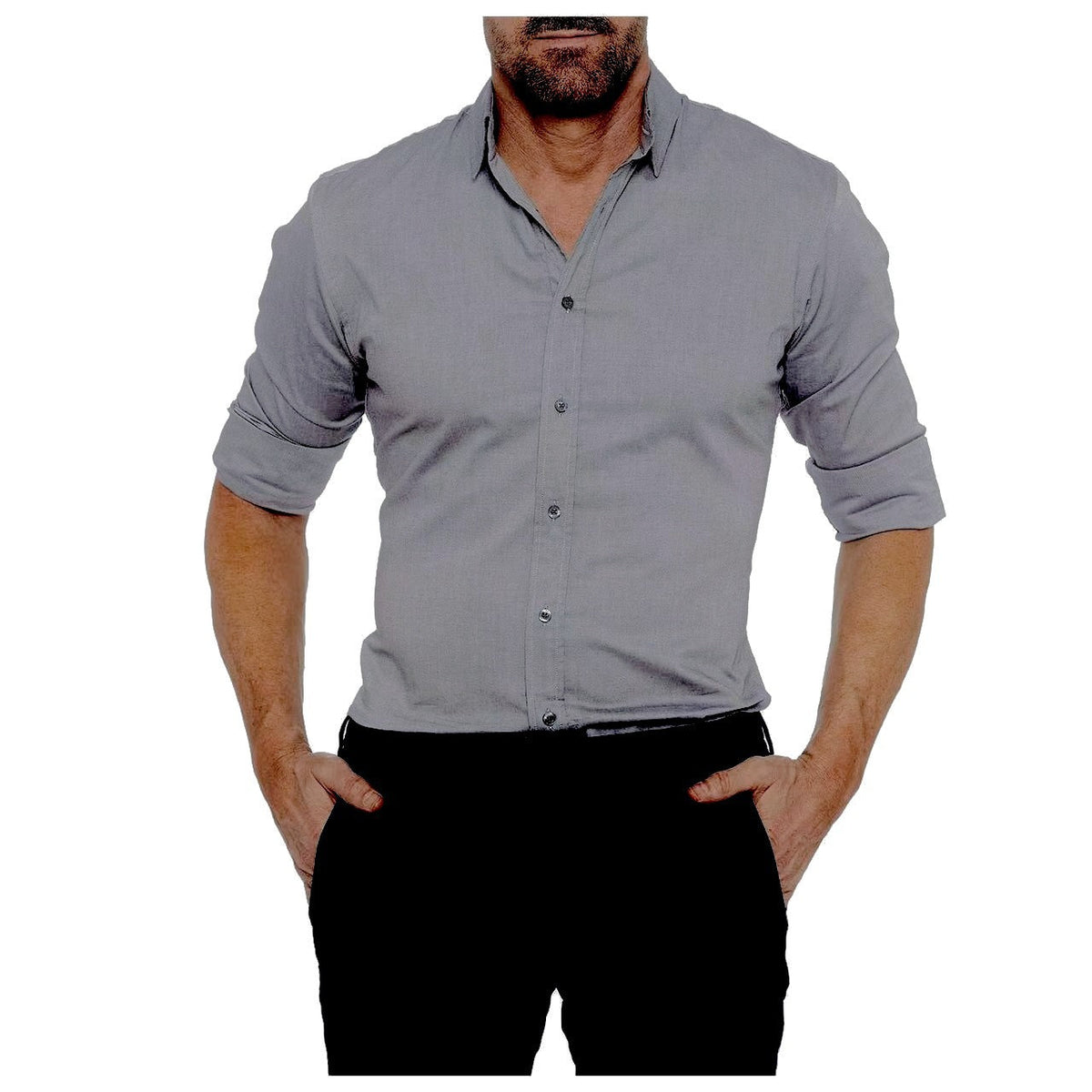 Camisa Oxford de algodón para hombre con cremallera oculta