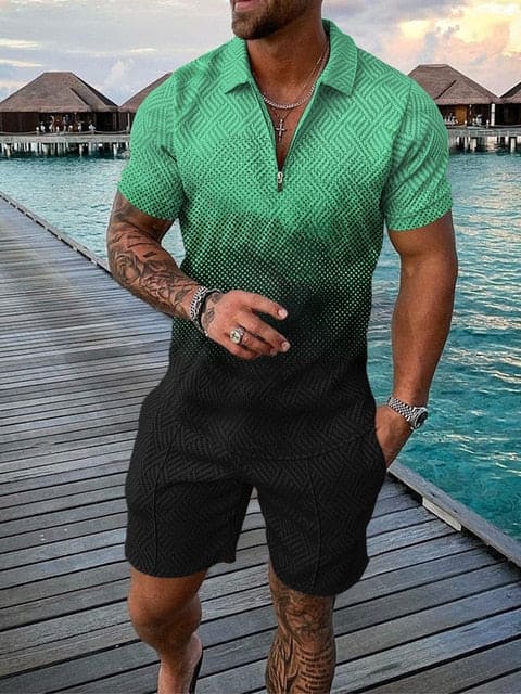 Conjunto casual de hombre con estampado colorido