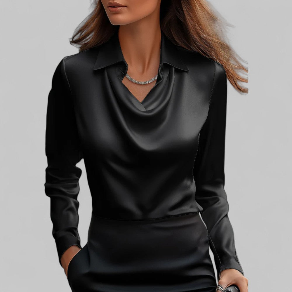 Blouse femme en satin à col cascade ANFINITE