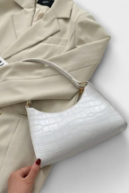 Borsa a Spalla Strutturata con Superficie Testurizzata e Zip