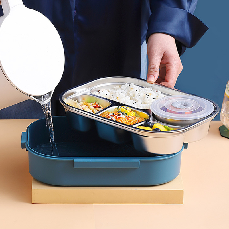 Contenitore Termico in Acciaio Inossidabile – Contenitore per Alimenti Isolato e Antileak con Più Scomparti | Mantiene i Pasti Caldi o Freddi per Ore