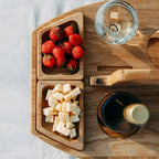 Tavolo da Picnic in Legno Flessibile – Tavolo da Servizio Pieghevole per Esterni con Supporti per Bicchieri e Bottiglie | Attrezzatura Ideale per Picnic in Spiaggia, Parco e Giardino