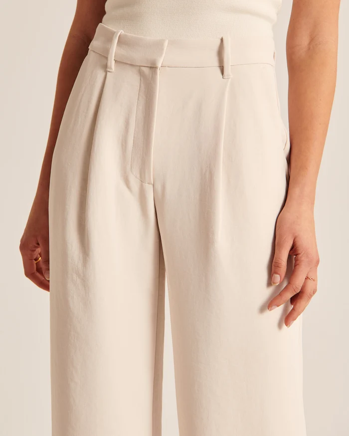 Pantaloni Eleganti Donna a Vita Alta con Pinces – Gamba Larga e Taglio Sartoriale