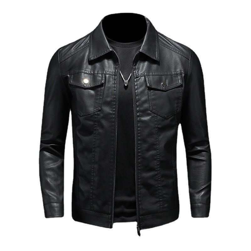 Veste homme vintage en cuir à la coupe classique
