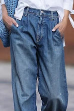 Jean femme taille haute à pinces – Denim élégant à jambes larges