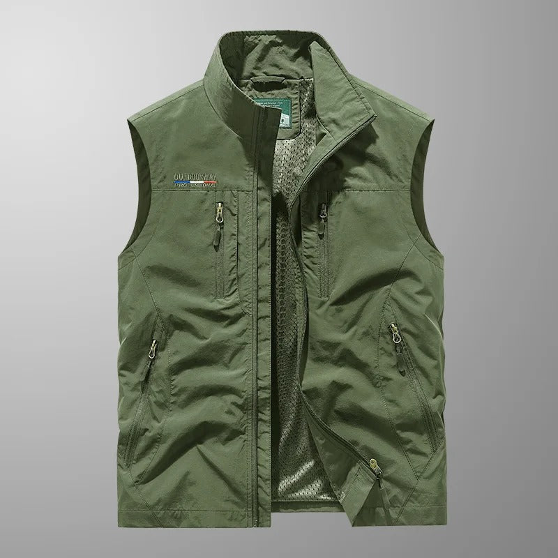 Gilet Uomo Smanicato con Zip, Collo Alto e Tasche