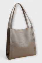 Struktureret Tote Taske med Frontlomme og Tekstureret Finish