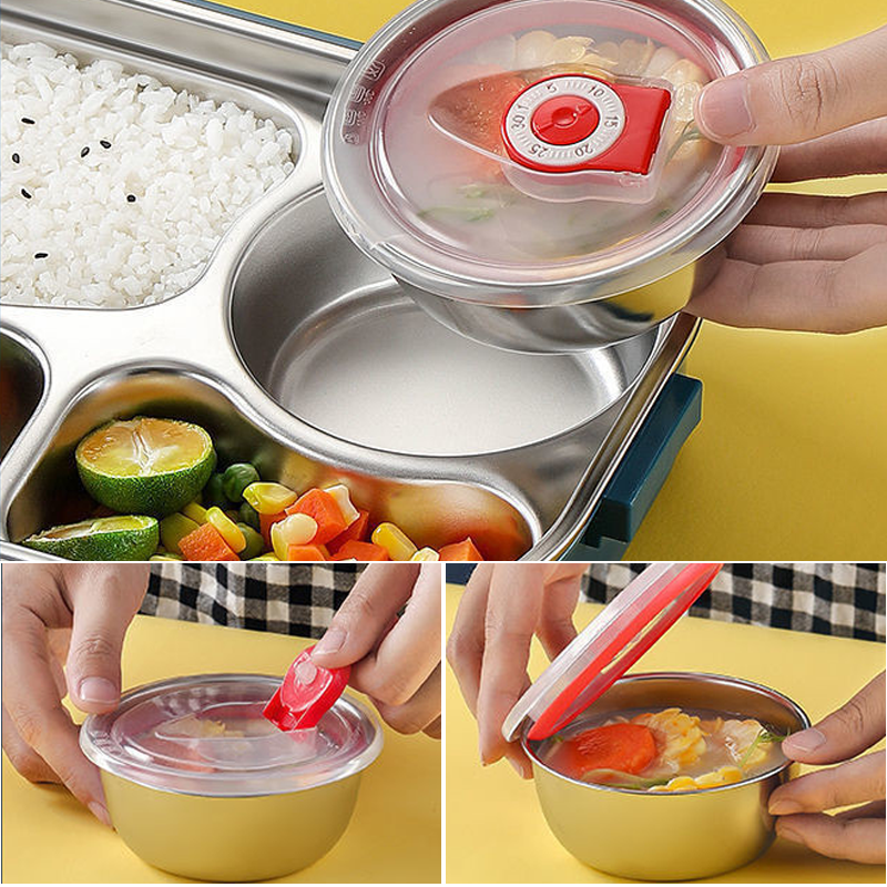 Contenitore Termico in Acciaio Inossidabile – Contenitore per Alimenti Isolato e Antileak con Più Scomparti | Mantiene i Pasti Caldi o Freddi per Ore