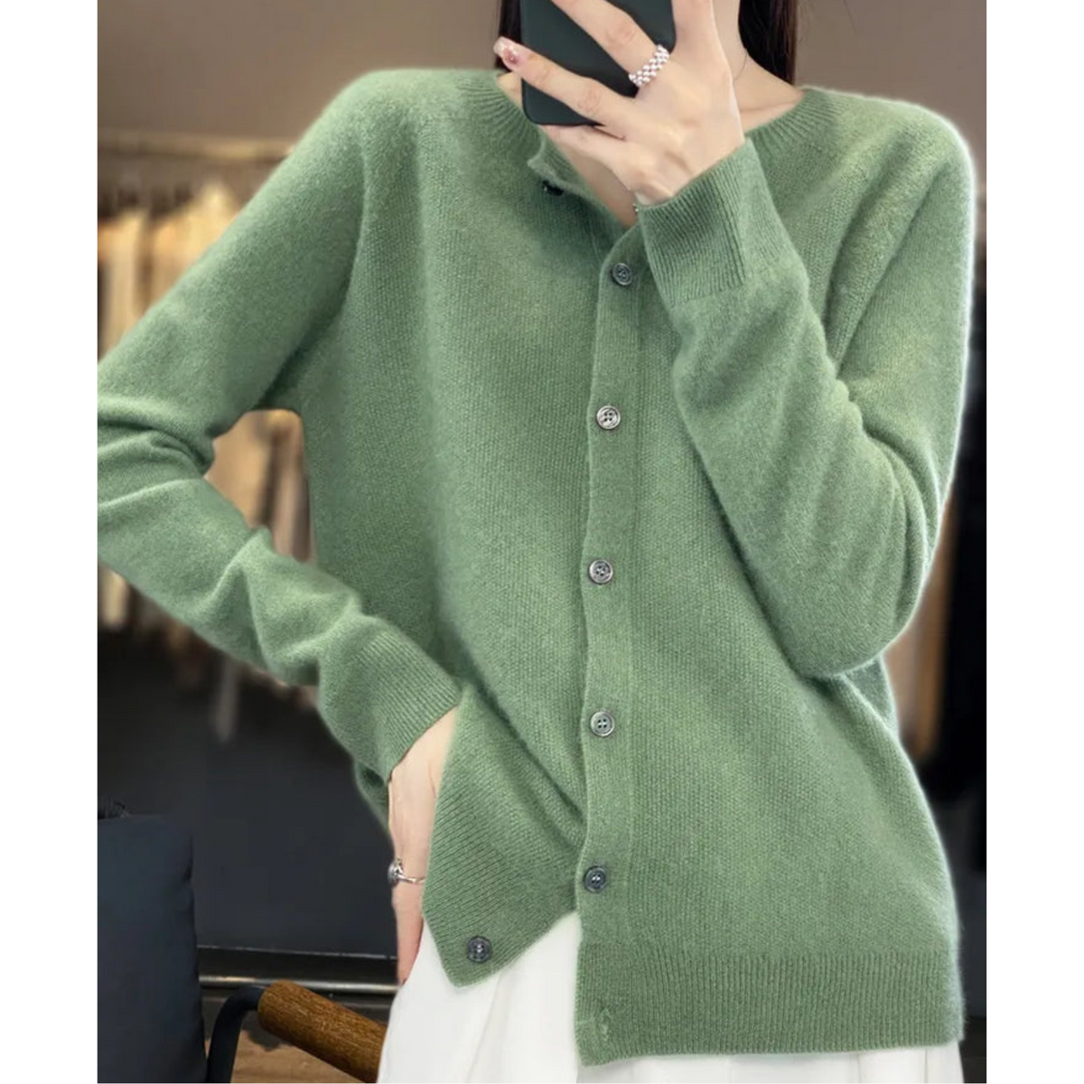 Cardigan Donna in Merino e Cashmere con Girocollo