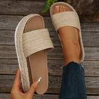 Sandalias de esparto para mujer con plataforma de yute trenzado