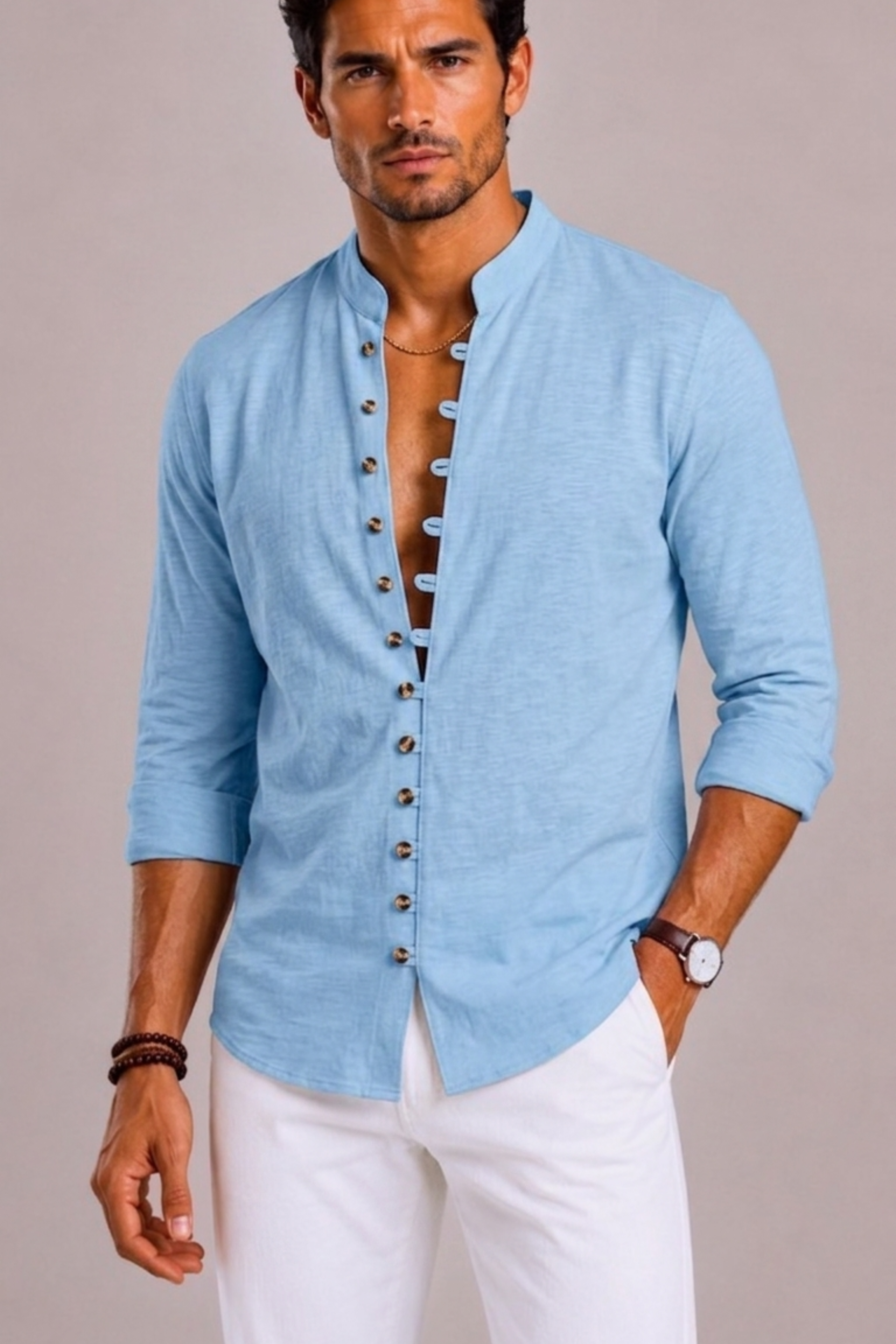 Camicia Uomo con Collo Coreano ANFINITE