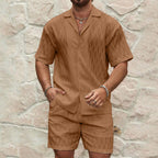 Conjunto de verano para hombre de dos piezas con camisa y pantalones cortos