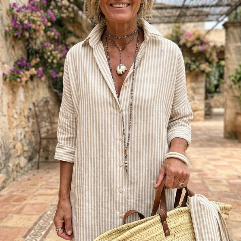 Abito Camicia a Righe Elegante ANFINITE Serena
