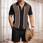Ensemble deux pièces pour homme en maille géométrique
