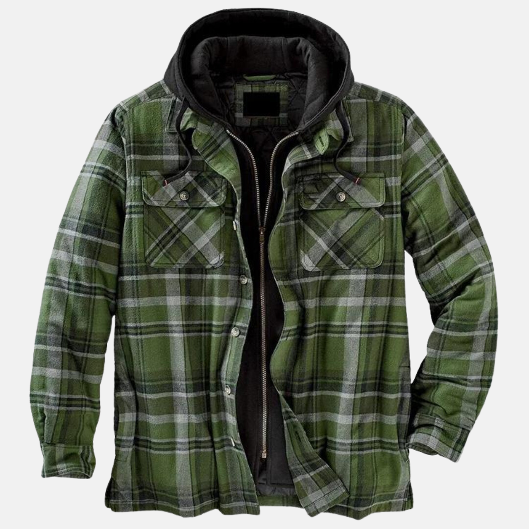 Giacca Camicia Uomo Trapuntata con Cappuccio e Stampa