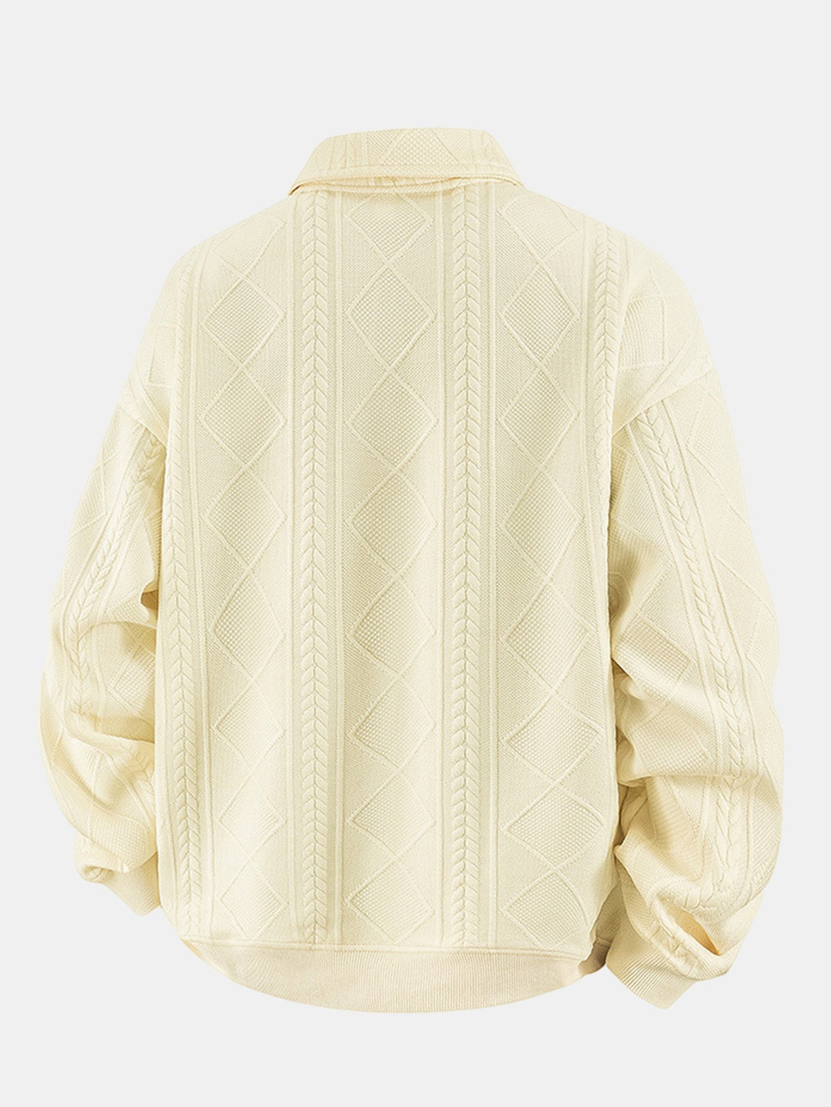 Sweat-shirt homme jacquard géométrique avec col polo – pull décontracté et élégant à manches longues