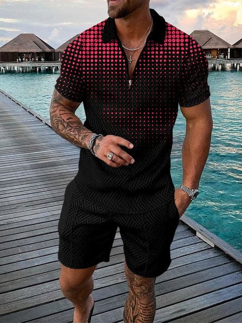 Conjunto casual de hombre con estampado colorido
