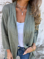 Cardigan léger ouvert pour femme à manches 3/4