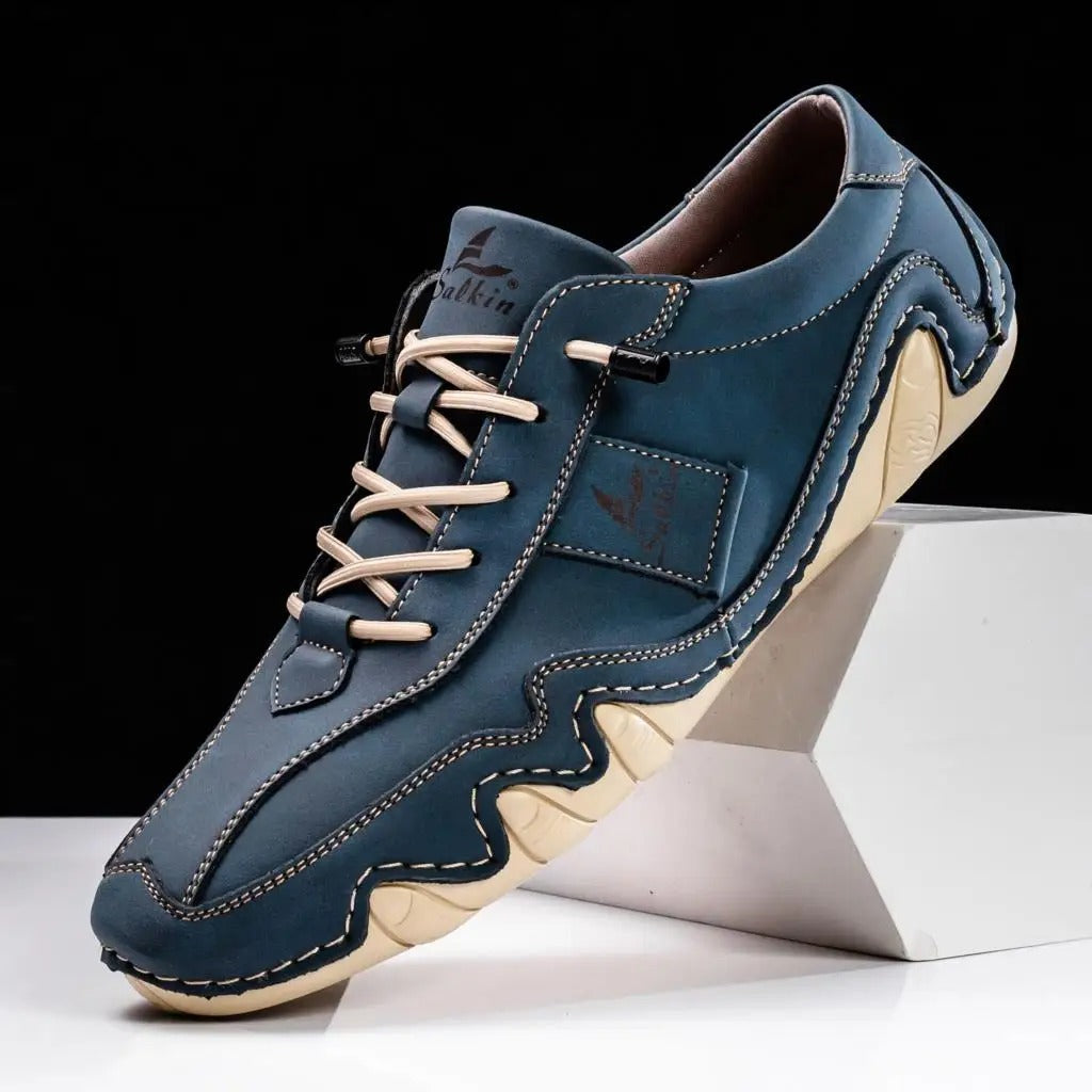 Sneakers Uomo Artigianali in Vera Pelle con Suola Ondulata