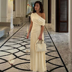 Robe de grossesse maxi à col asymétrique