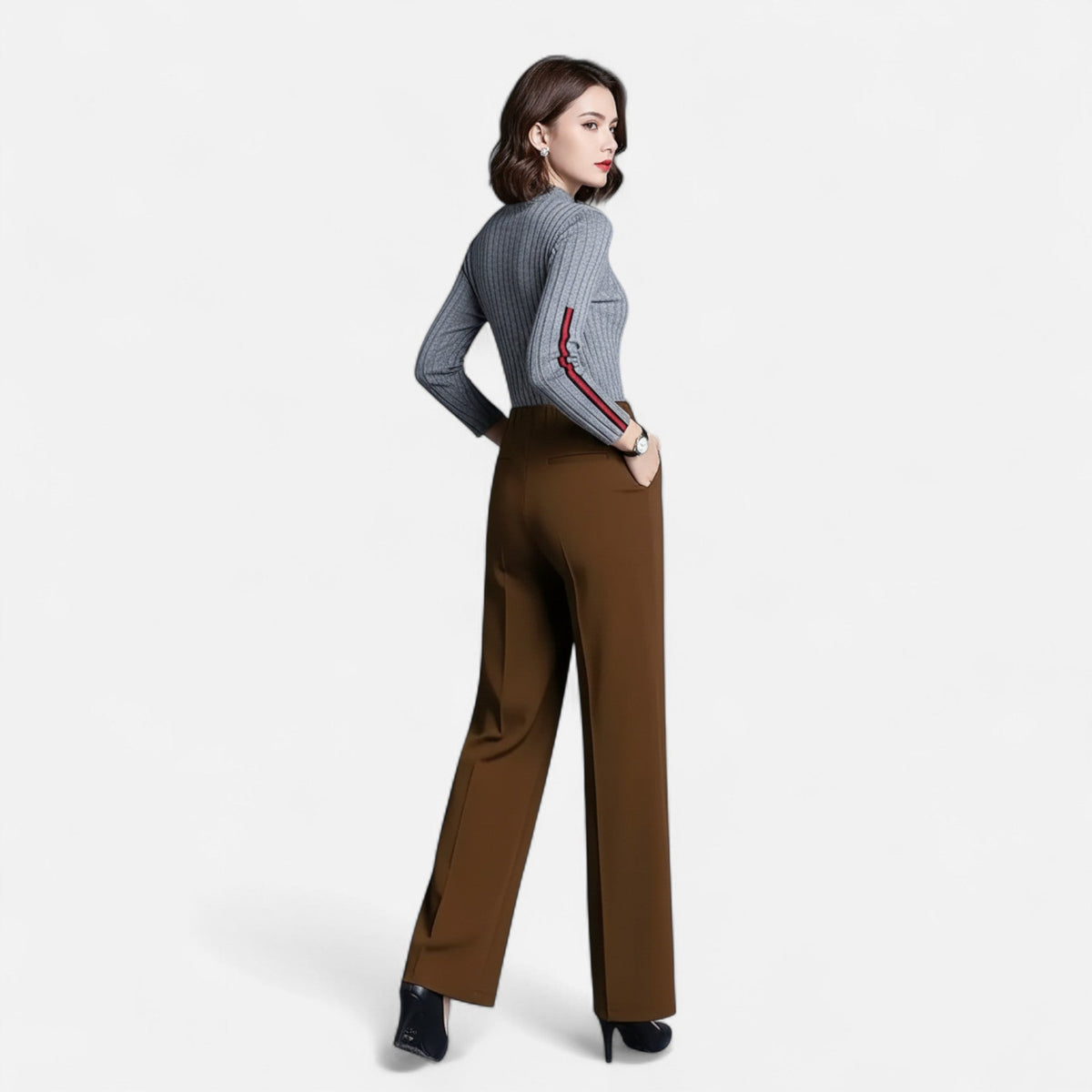 Pantalon femme taille haute et jambe droite – élégant, extensible et confortable