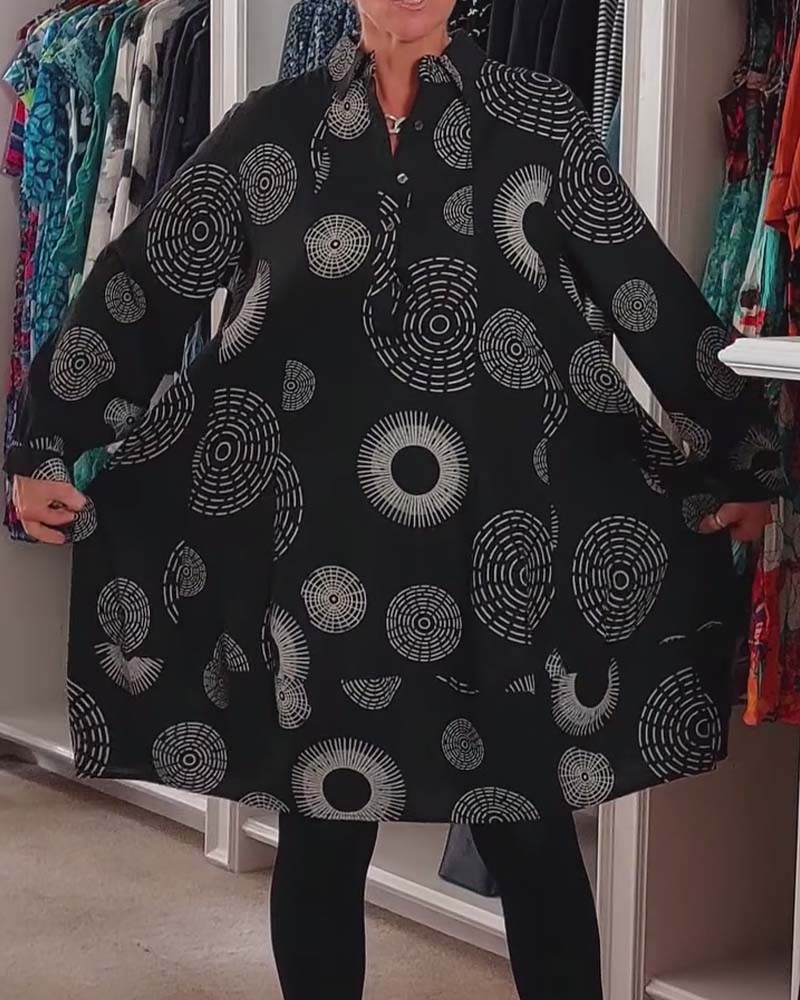 Vestito Casual Stampa Geometrica Stile Moderno