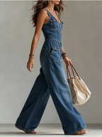 Tuta in Denim con Bottoni e Tasche ANFINITE Corinna