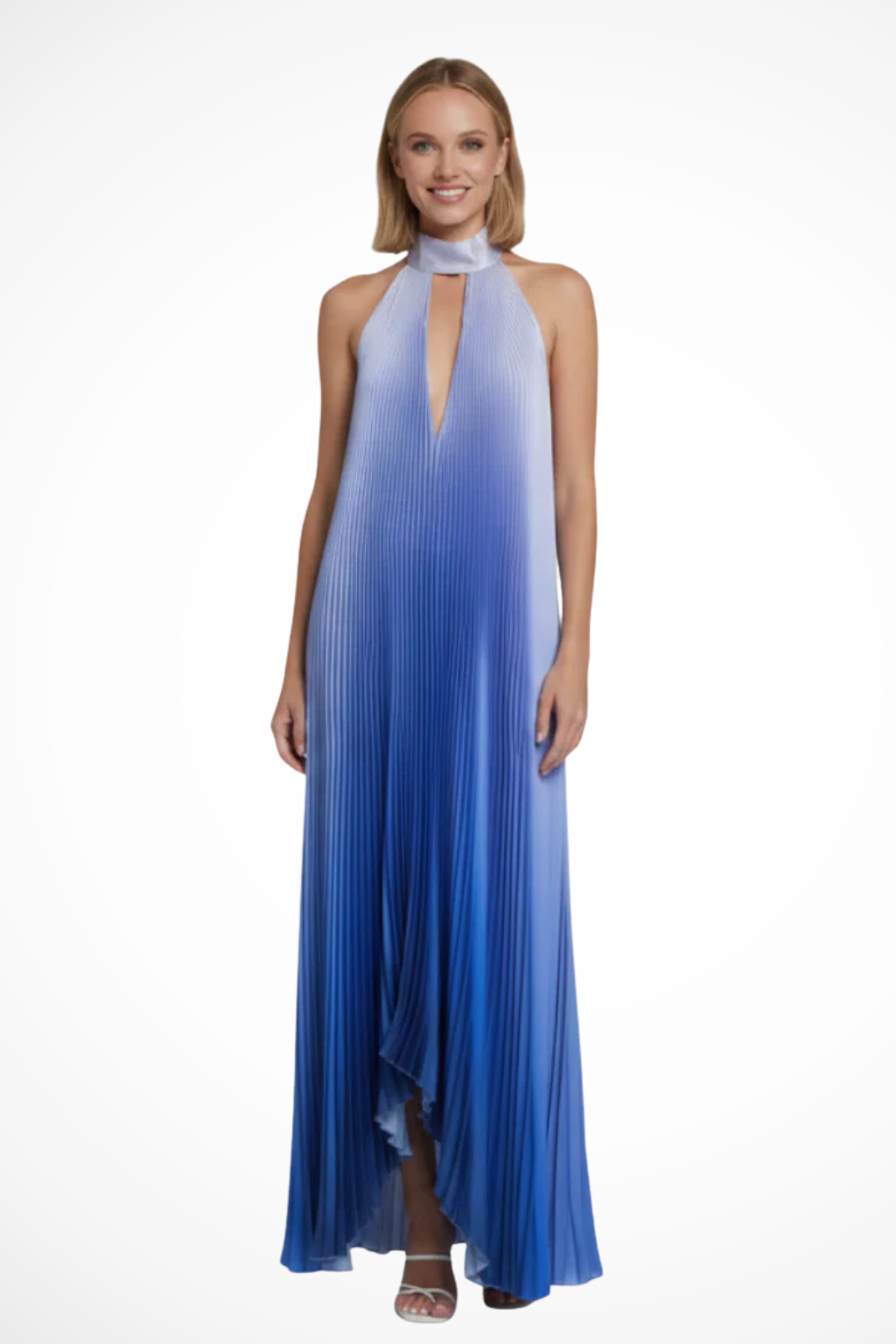 Abito Plissettato con Scollo Halter e Silhouette Fluttuante