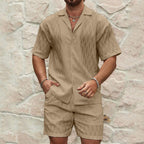 Conjunto de verano para hombre de dos piezas con camisa y pantalones cortos