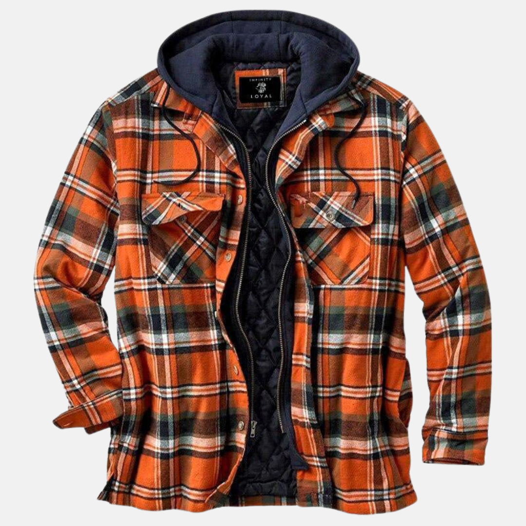 Giacca Camicia Uomo Trapuntata con Cappuccio e Stampa