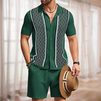 Ensemble deux pièces pour homme en maille géométrique
