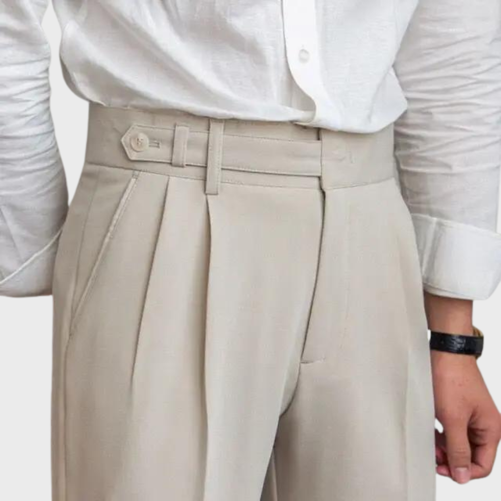 Pantalon élégant pour homme à plis – Coupe fuselée, style chic décontracté pour le bureau