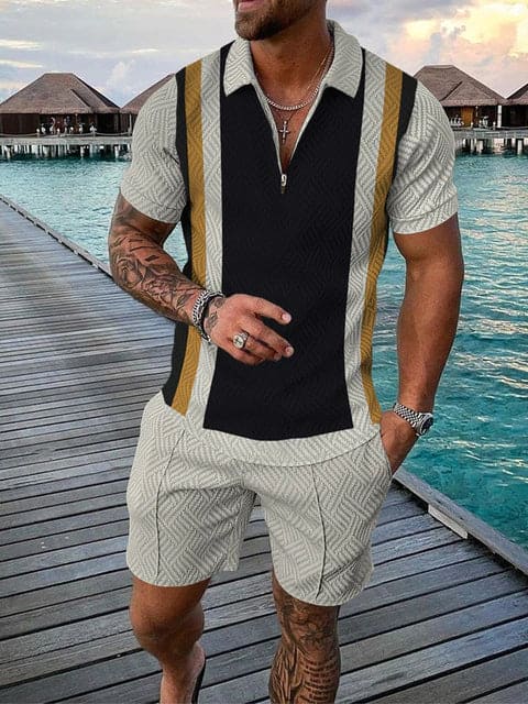 Conjunto casual de hombre con estampado colorido