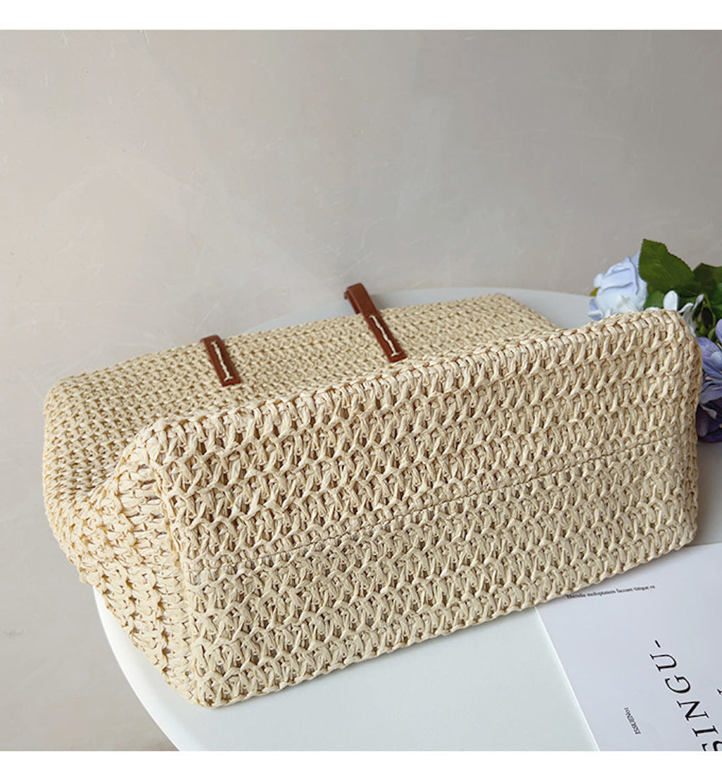 Elegante Borsa Riet con Manici in Pelle - SummerBreeze