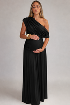 Robe de grossesse maxi à col asymétrique