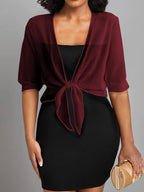 Coprispalle Donna Corto in Chiffon Trasparente con Fiocco