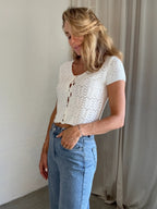 Dametop Blonde Struktur Cropped Silhuet