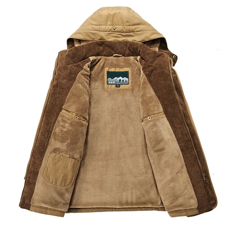 Parka de invierno para hombre con forro polar - Chaqueta cálida con capucha y múltiples bolsillos