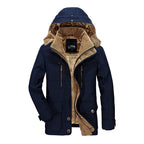 Parka de invierno para hombre con forro polar - Chaqueta cálida con capucha y múltiples bolsillos