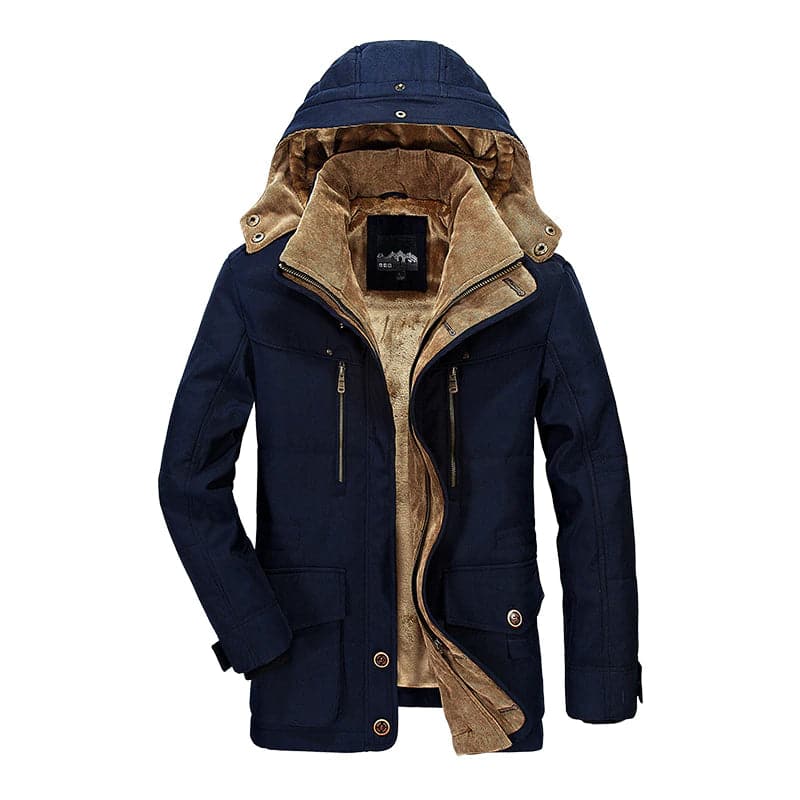 Parka d’hiver pour homme avec doublure polaire - Veste chaude à capuche et poches multiples